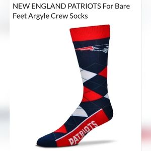 NWT New England Patriots For Bare Feet Argyle Crew Socks